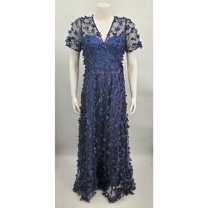 "Carmen Marc Valvo sheer with daisy Formal Navy 8